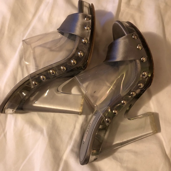 SOLD RARE Vintage Prada Silk Lucite Clear Heels - Picture 8 of 8